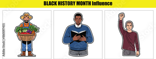 Three individuals representing different professions and activities in celebration of