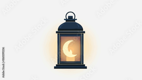 Ramadan lantern with moon and light