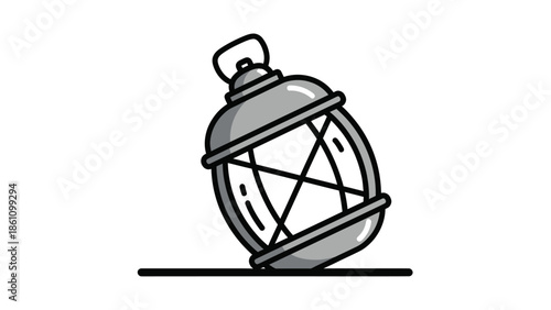 A simple, leaning vintage oil lamp illustration.