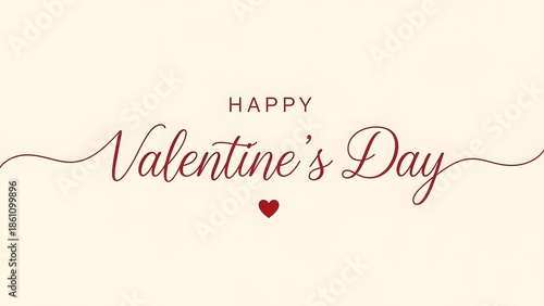 Happy valentine's day wishes greeting card with red heart and elegant typography