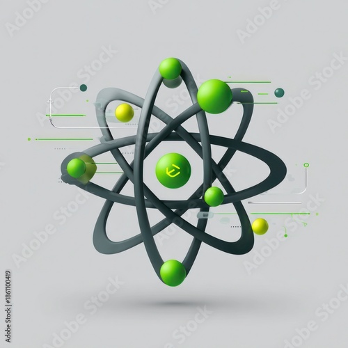 atom model on blue background