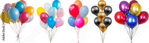 Bild auf Leinwand photograph of vibrant, diverse bundles of party balloons in various colors, ready for celebrations and festive occasions, isolated