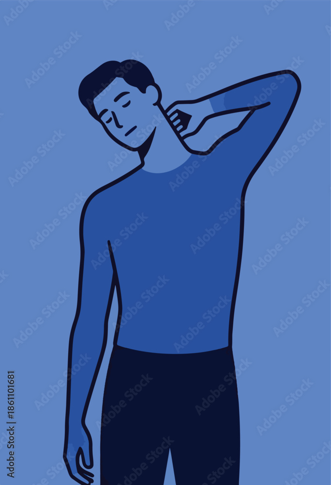 Fototapeta premium Man massaging his neck, feeling relief