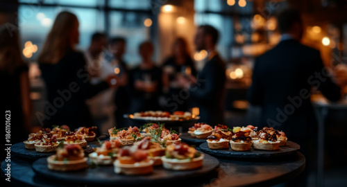  business event with people in suits and elegant evening dresses