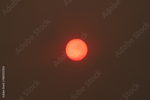 Wallpaper Mural Intense Red Sun in a Smoky Sky Torontodigital.ca