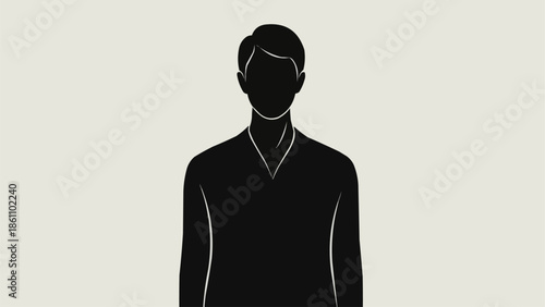 Silhouette of a man standing against a plain background.