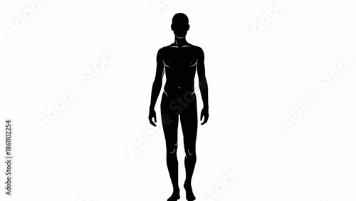 Silhouette of a man standing against a white background.