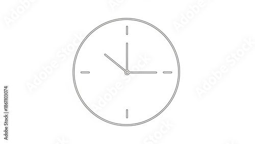 A minimalist line drawing of a clock with simple hands on a plain white background, symbolizing time and punctuality in a modern style