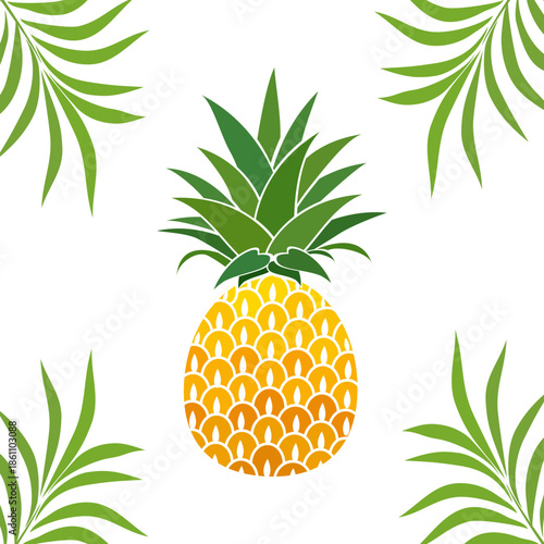 pineapple fruit illustration, summer fresh fruit theme	