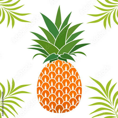 pineapple fruit illustration, summer fresh fruit theme	
