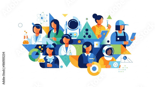 Diverse group of professionals in science and technology working together in a collaborative