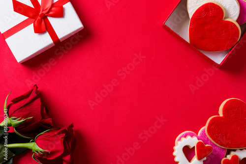 Valentine Gift Box on Red Background for Love and Holiday Promotions