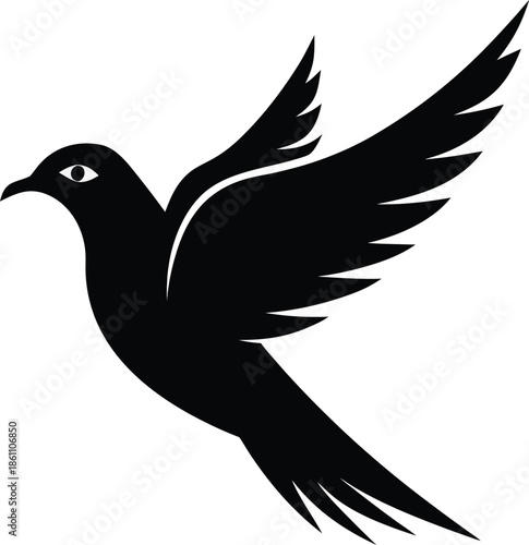 A solitary bird in flight depicted as a vector graphic illustration