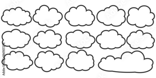 cloud bubble illustration with outline style.	