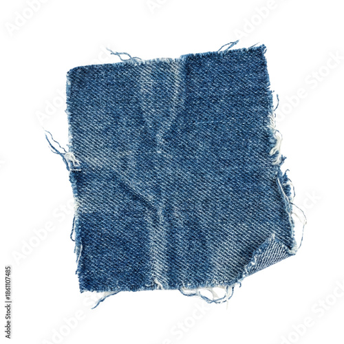 Quadro em tela Distressed blue denim fabric patch with frayed edges