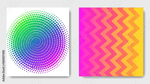 Modern abstract vector background with colorful spiral and zigzag patterns in a vibrant modern design