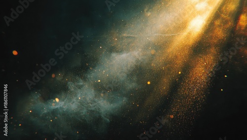 Dramatic abstract depicting a sunlit atmosphere with dust and textured ethereal clouds