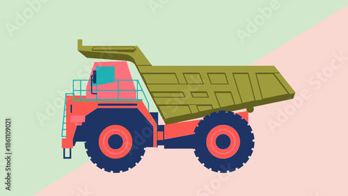 Heavy Duty Dump Truck Illustration with Vibrant Colors.