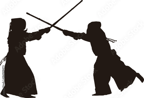 日本の武道である剣道のシルエット