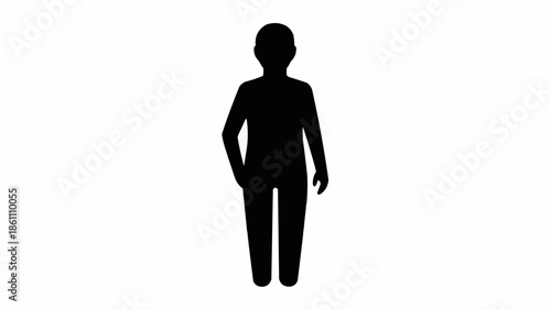 Silhouette of a person standing alone against a white background.