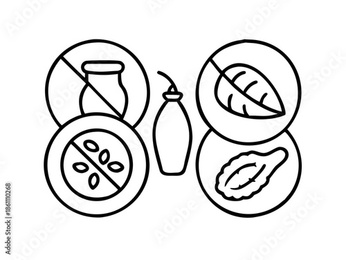 Food Allergy and Dietary Restriction Vector Icons
