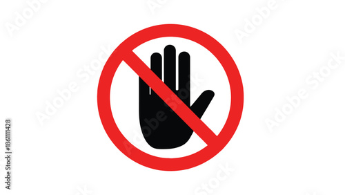 Stop hand prohibition sign icon, no entry restricted access warning symbol vector illustration 