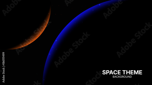 Space Theme Background Vector – Abstract Cosmic Planet Curves with Glowing Light, Dark Universe Sci-Fi Galaxy Background for Technology, Presentation, Wallpaper and Futuristic Design