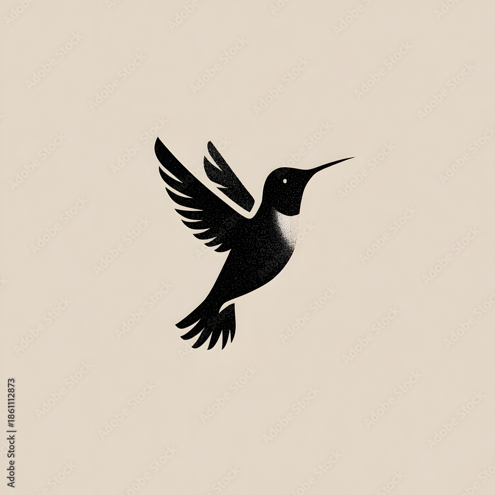 Obraz premium Flat logo of a tiny hummingbird in a minimalist artistic design 