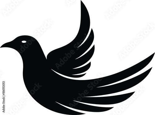 A Digitally Created Illustration Of A Bird In Flight Using Vector Graphics