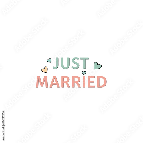 Just Married Wedding Typography Design