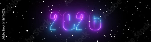  Abstract neon 2026 icon animation. and glowing neon number 2026 animation . Concept of new year beginning, happy celebration, festival, new life, growth of business, investment, finance, innovation.