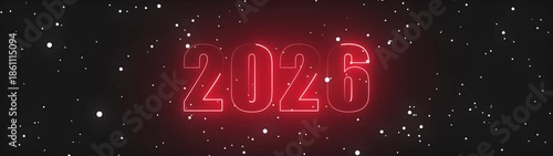  Abstract neon 2026 icon animation. and glowing neon number 2026 animation . Concept of new year beginning, happy celebration, festival, new life, growth of business, investment, finance, innovation.