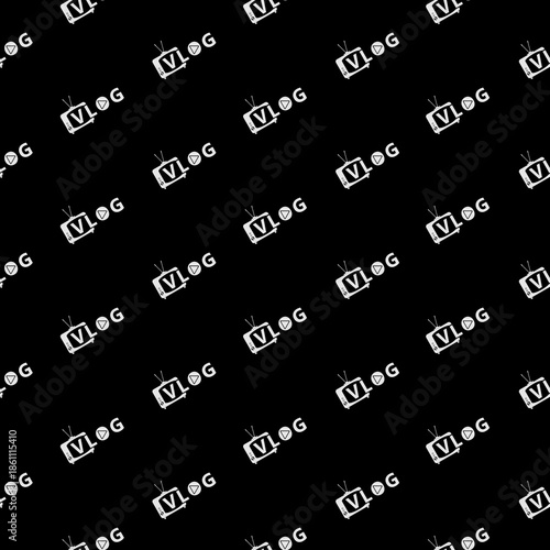 Creative logo for video vlog or channel seamless pattern isolated on black background