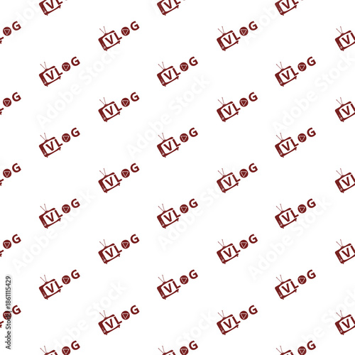 Creative logo for video vlog or channel seamless pattern isolated on white background