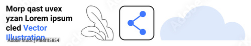 Cloud storage, data sharing, digital workflow, modern technology, connectivity, online collaboration. Minimal vector icons of data sharing, documents and a cloud. Data sharing and cloud storage
