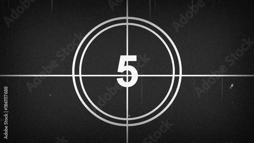 10 seconds vintage film countdown animation, Countdown movie from 10 to 1 number, vintage old movie 