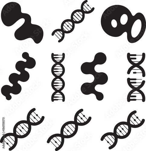DNA double helix molecular structures and blobs