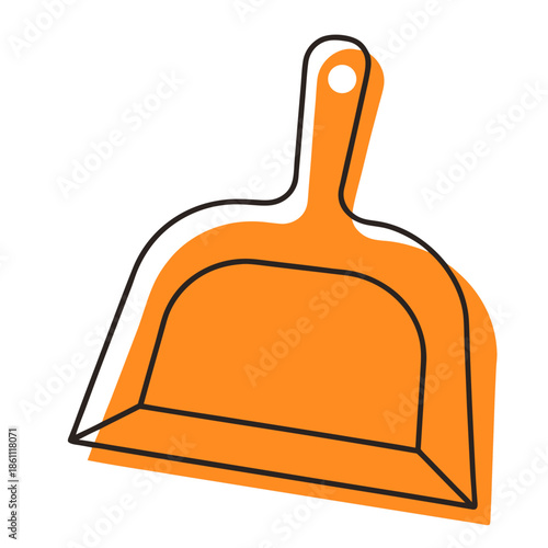 Orange dustpan with simple design and clean lines  