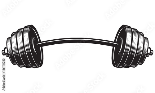 Heavy Barbell Bent Under Weight. Vector Illustration of Massive Weightlifting Equipment
