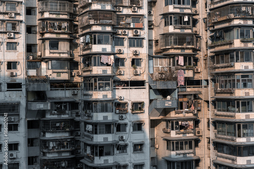 The exterior facade of an old residential building