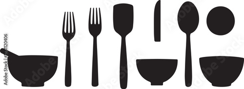 A shiny silver cutlery set featuring a fork, knife, and spoon vector isolated on a white background for restaurant kitchen dining and dinner table food service