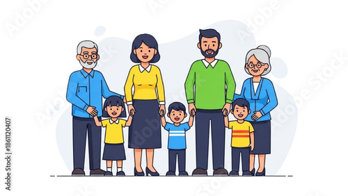 Multi-generational family standing together in a happy gathering