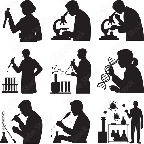 Scientists working in laboratory with various equipment and tools