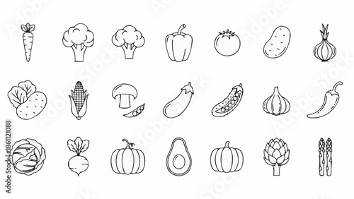 Collection of Hand Drawn Vegetable Illustrations.
