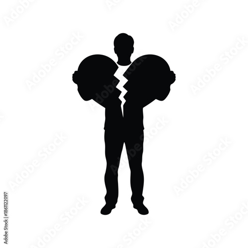 Silhouette of a Broken Heart Symbolizing Heartbreak