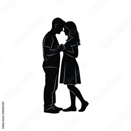 Romantic Silhouette of Couple Embracing Love and Connection
