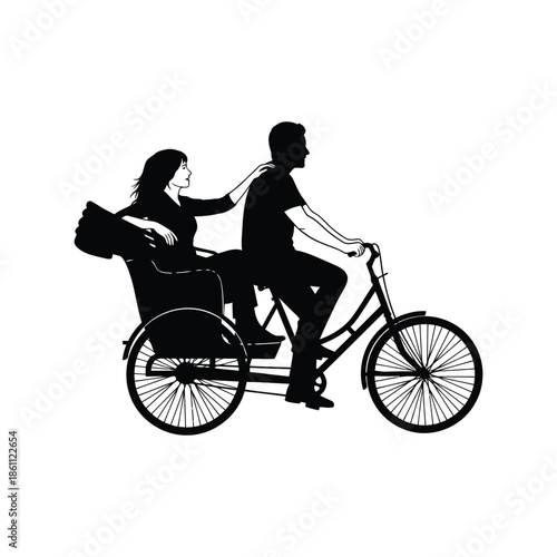 Couple Riding Bicycle Together - Romantic Outdoor Adventure