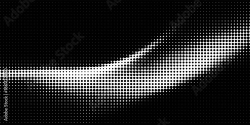 Dotted halftone texture background. Black and white pop art gradient overlay. Fading grunge gritty noise wallpaper. Weathered pixelated comic backdrop. Vector bitmap subtle vanishing surface