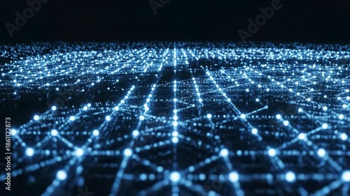 Wallpaper Mural Glowing network grid digital connection blue light abstract technology data node circuitry futuristic landscape illuminated pathway dark digital grid of glowing blue light points receding into Torontodigital.ca