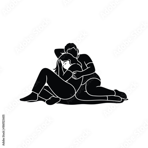 Romantic Embrace Silhouette: Intimate Couple Connection